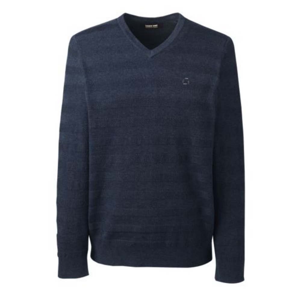 Mens lands end chase v neck sweater navy blue